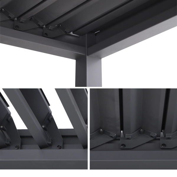 Pergola Ogrodowa Bioklimatyczna Stalowa SOLA 3x4 m Antracyt NORDVIC