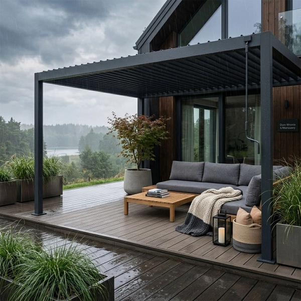 Pergola Ogrodowa Bioklimatyczna Stalowa SOLA 3x4 m Antracyt NORDVIC