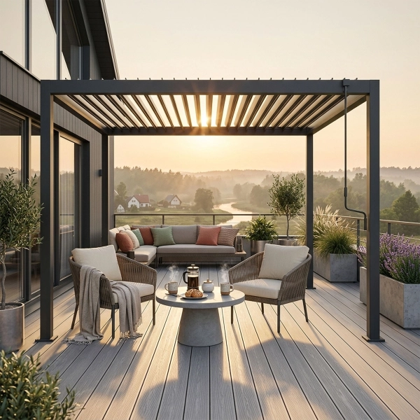 Pergola Ogrodowa Bioklimatyczna Stalowa SOLA 3x4 m Antracyt NORDVIC