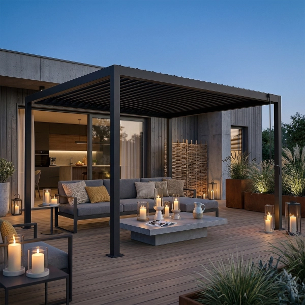 Pergola Ogrodowa Bioklimatyczna Stalowa SOLA 3x4 m Antracyt NORDVIC