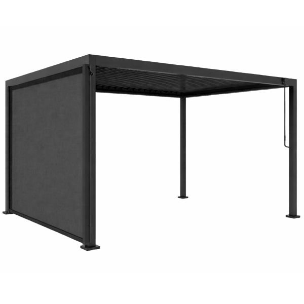 Zestaw Pergola Ogrodowa Bioklimatyczna Stalowa SOLA 3x4 m Antracyt NORDVIC + Roleta 3 m