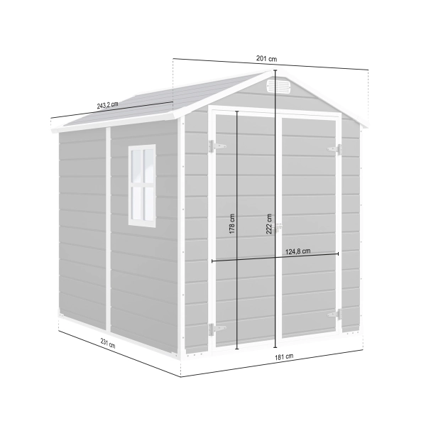 Skandynawski Domek Ogrodowy z tworzywa Nordvic Vidar 194 × 241 cm, Cold Grey