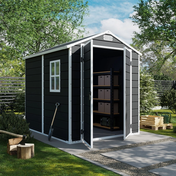 Skandynawski Domek Ogrodowy z tworzywa Nordvic Vidar 194 × 241 cm, Cold Grey