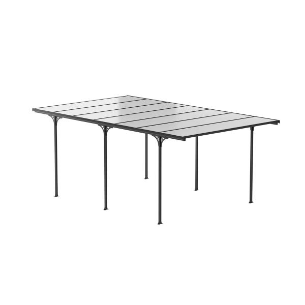 Wiata zadaszenie garażowe NORDVIC Njord 3x5 - 313 x 502 x 205 cm z poliwęglanem 6 mm, Cold Grey