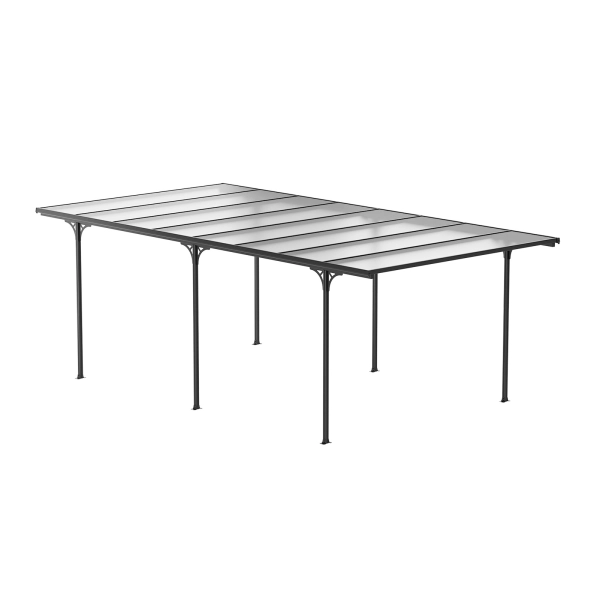 Wiata zadaszenie garażowe NORDVIC Njord 3x6 - 313 x 573 x 205 cm z poliwęglanem 6 mm, Cold Grey