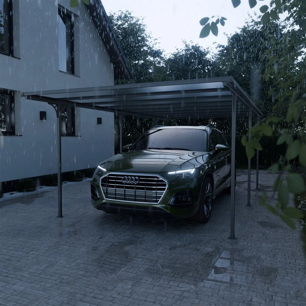 Wiata zadaszenie garażowe NORDVIC Njord 3x6 - 313 x 573 x 205 cm z poliwęglanem 6 mm, Cold Grey