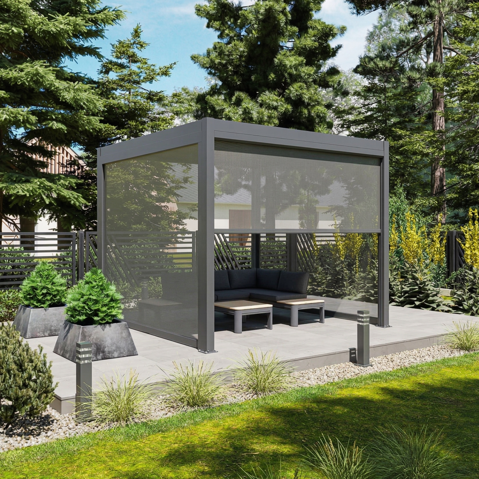 Zestaw pergola NORDVIC Skyline z 2 roletami 3 m