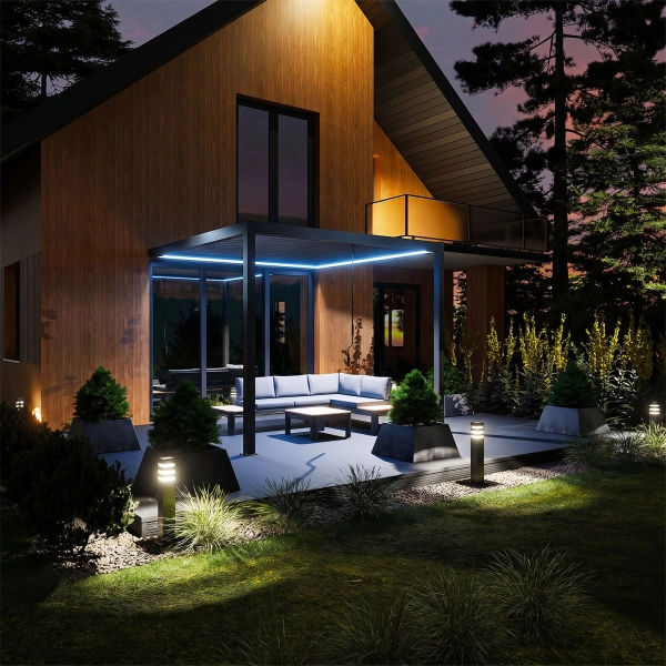 Pergola przyścienna tarasowa aluminiowa NORDVIC Skyline LED Light 3 x 3 m Antracyt