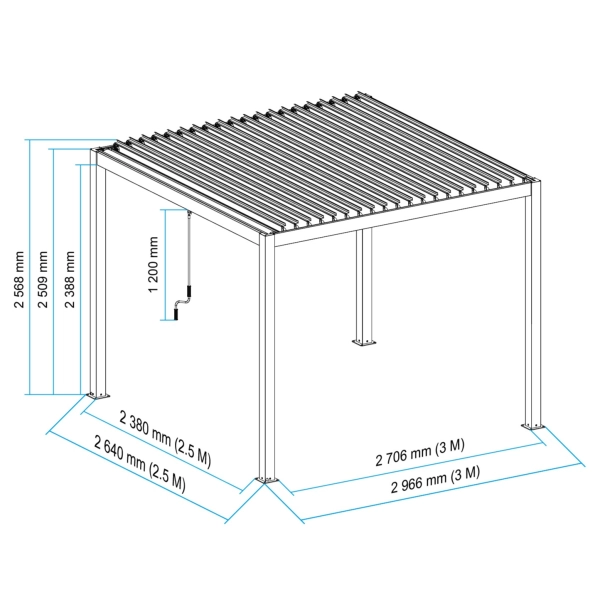 Pergola ogrodowa tarasowa aluminiowa NORDVIC Skyline 3 x 2,5 m Antracyt