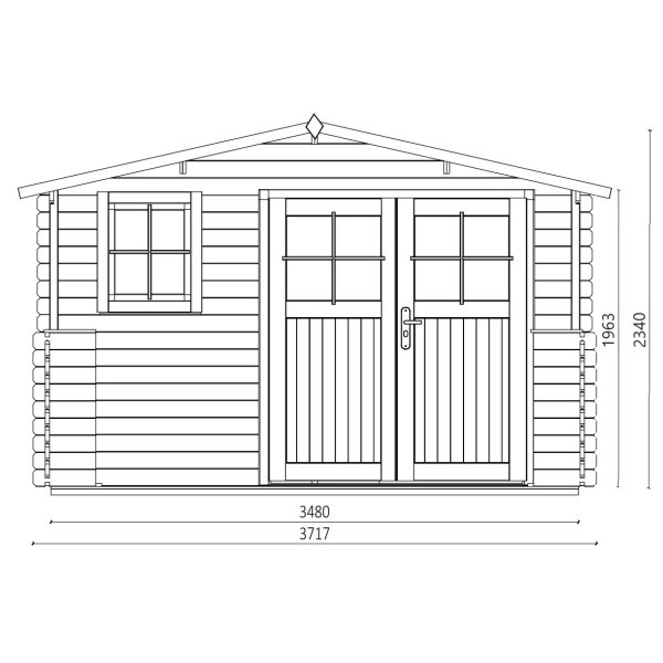 Domek ogrodowy letniskowy drewniany z tarasem 391x512 cm Veranda, Nordwood
