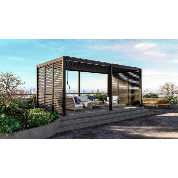 Pergola Tarasowa Rama Aluminiowa, żaluzja stalowa MIRADOR Classic 111 - 3 x 6 m Antracyt