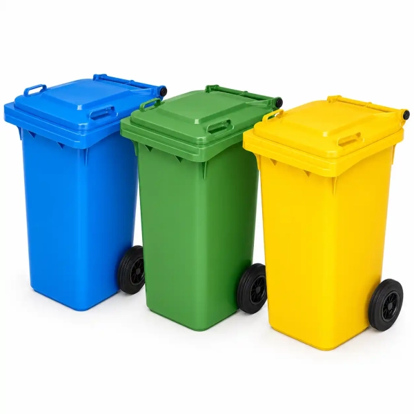 Zestaw koszy do segregacji 3x120 l – niebieski, zielony, żółty