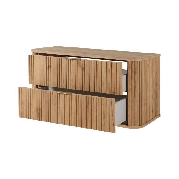 Zestaw szafka pod umywalkę 100 cm dąb craft złoty + słupek 139 cm dąb craft złoty ELEGANCE, Rodan