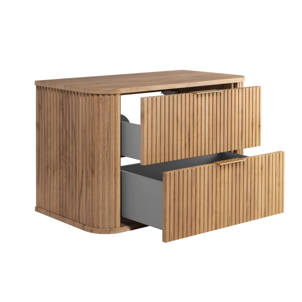 Szafka pod umywalkę 80 cm wisząca z blatem dąb craft złoty ELEGANCE, Rodan