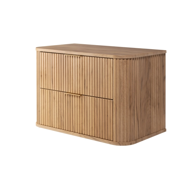 Szafka pod umywalkę 80 cm wisząca z blatem dąb craft złoty ELEGANCE, Rodan