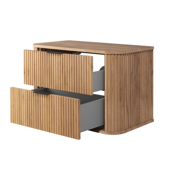 Szafka pod umywalkę 80 cm wisząca z blatem dąb craft złoty ELEGANCE, Rodan