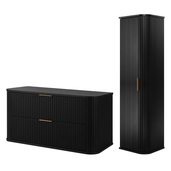 Zestaw szafka pod umywalkę 100 cm czarna + słupek 139 cm czarny ELEGANCE, Rodan