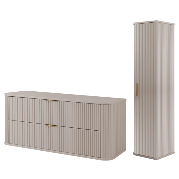 Zestaw szafka pod umywalkę 120 cm kaszmir + słupek 139 cm kaszmir ELEGANCE, Rodan