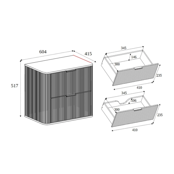 Szafka pod umywalkę 60 cm wisząca z blatem czarna ELEGANCE, Rodan