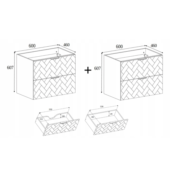 Szafka pod umywalkę 120 cm wisząca Czarna TREND, Rodan