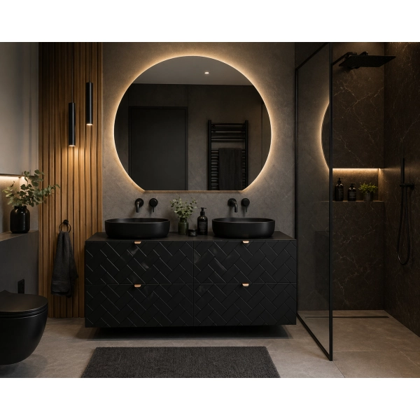 Szafka pod umywalkę 160 cm wisząca Czarna TREND, Rodan