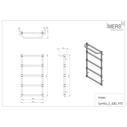 Grzejnik łazienkowy SYNTIA 2 biały 530x969mm 251W Imers