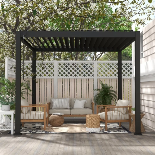 Pergola Tarasowa Aluminiowa MIRADOR Premium 111 Delux - 3 x 3 m Antracyt