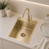 Zlewozmywak stalowy MASIVO 40 PVD szampan 40x50 cm FM z ukrytym przelewem i syfonem manualnym Save Space, Ruvetti