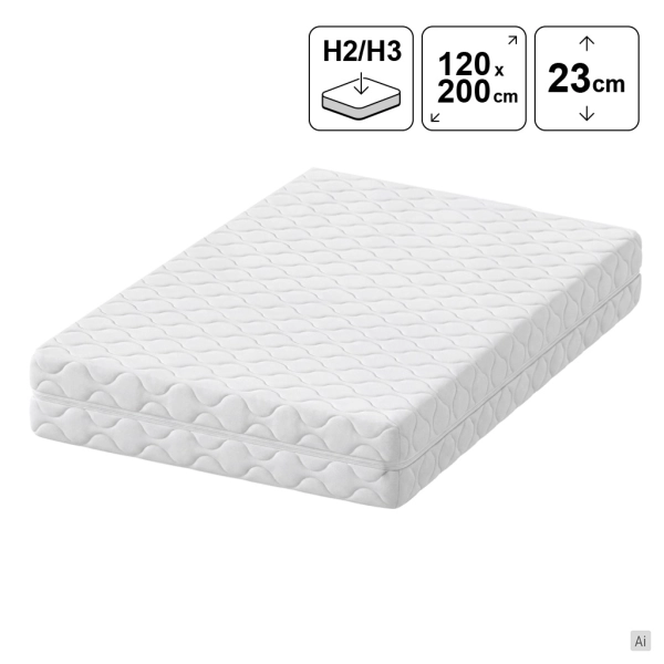 Materac kieszeniowy 120x200 AURORA z pianką VISCO 23 cm H2/H3, SOLVORN