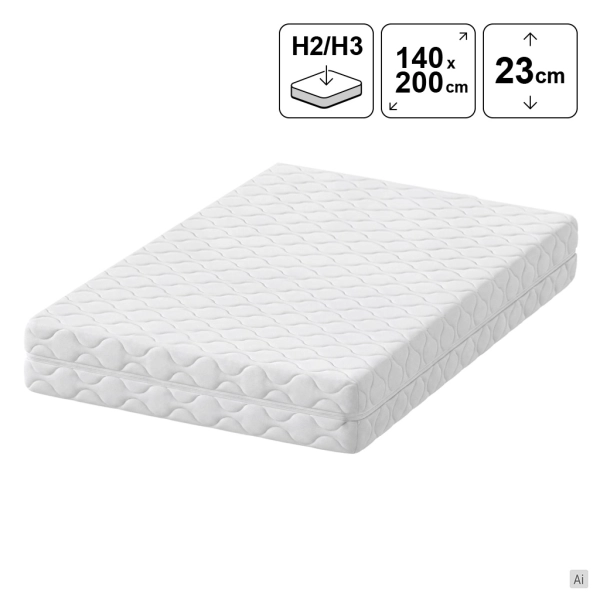 Materac kieszeniowy 140x200 AURORA z pianką VISCO 23 cm H2/H3, SOLVORN