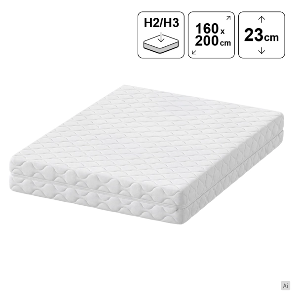 Materac kieszeniowy 160x200 AURORA z pianką VISCO 23 cm H2/H3, SOLVORN