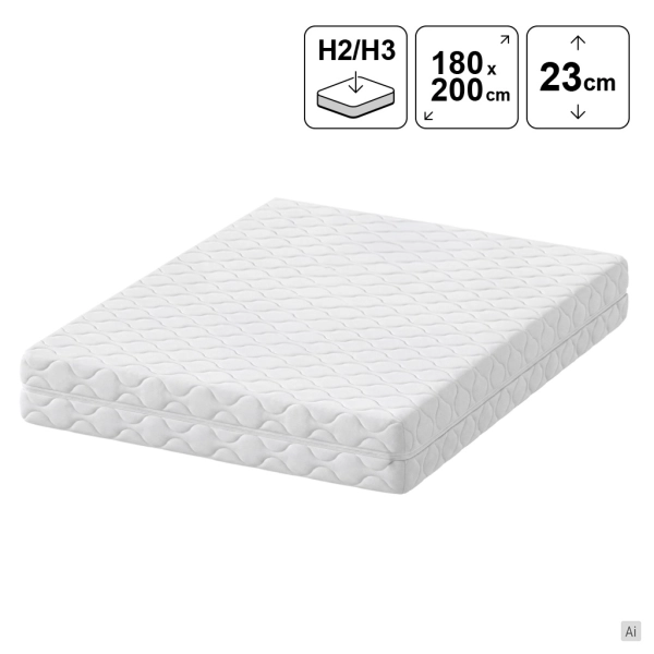 Materac kieszeniowy 180x200 AURORA z pianką VISCO 23 cm H2/H3, SOLVORN