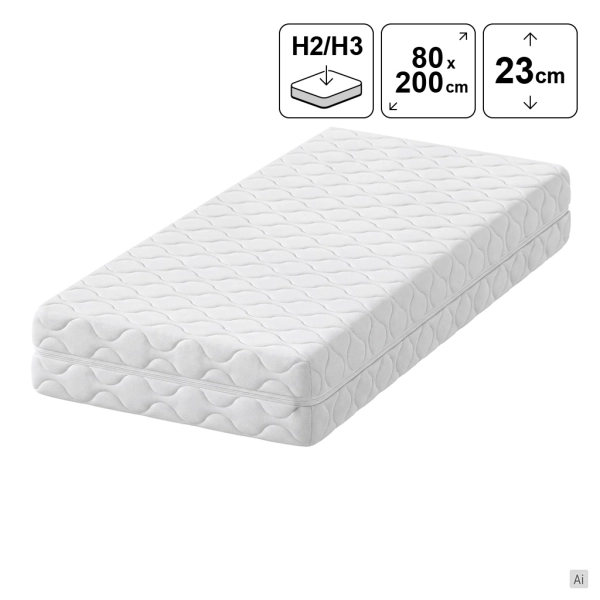 Materac kieszeniowy 80x200 AURORA z pianką VISCO 23 cm H2/H3, SOLVORN