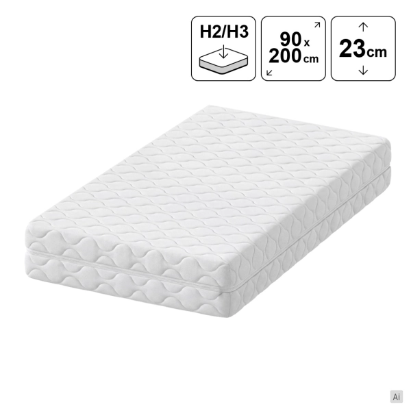 Materac kieszeniowy 90x200 AURORA z pianką VISCO 23 cm H2/H3, SOLVORN