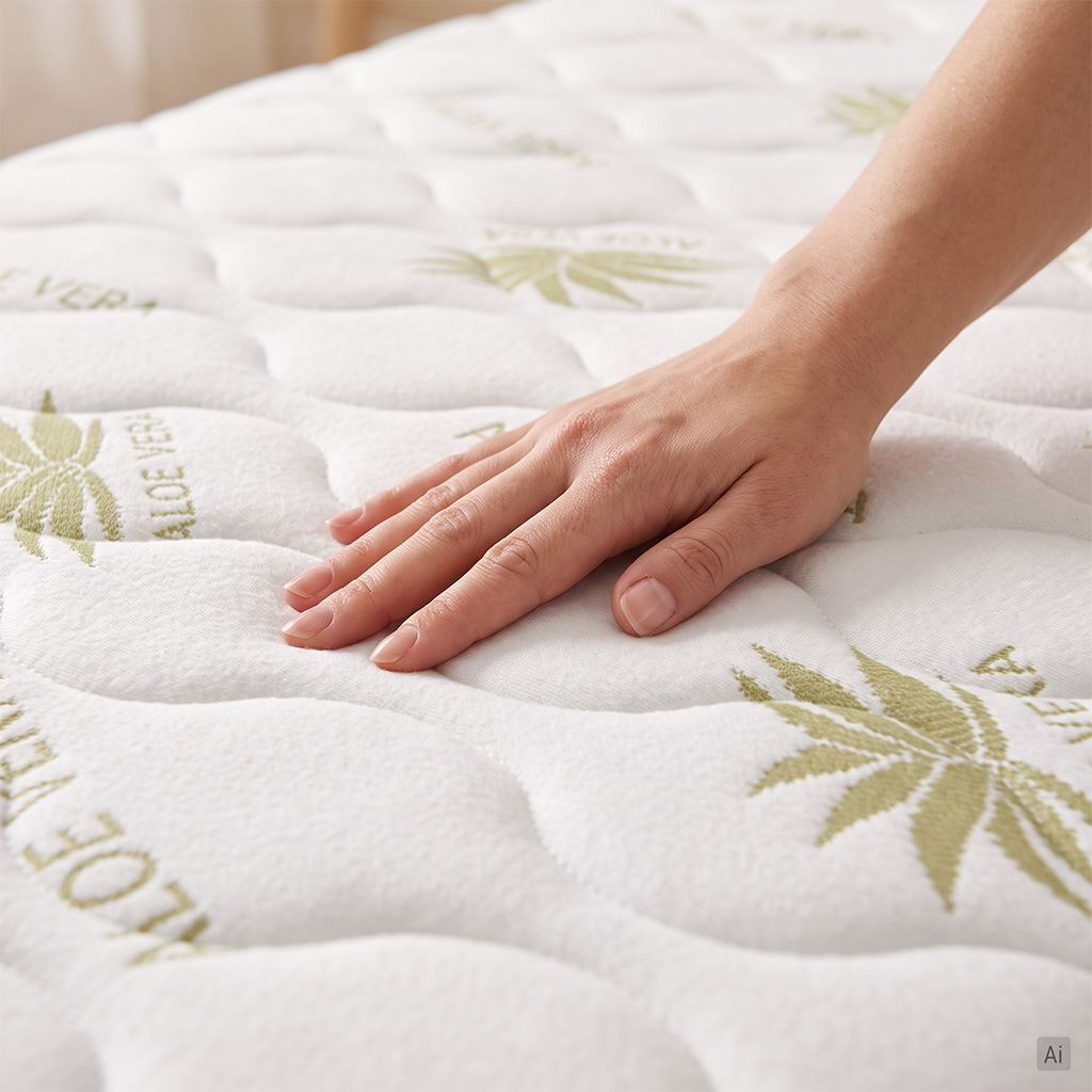 Przyjemny w dotyku pikowany pokrowiec Aloe Vera SOLVORN