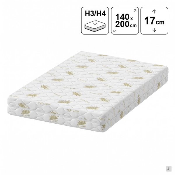 Materac piankowy 140x200 LAGOM 17 cm H2/H3, SOLVORN