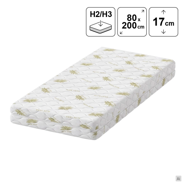 Materac piankowy 80x200 LAGOM 17 cm H2/H3, SOLVORN