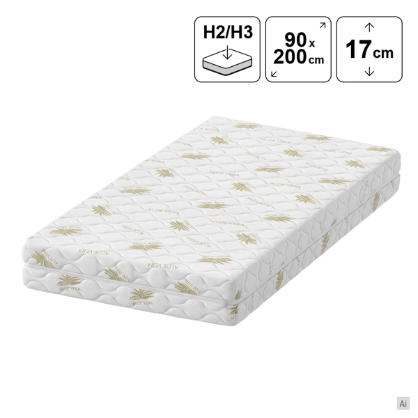 Materac piankowy 90x200 LAGOM 17 cm H2/H3, SOLVORN