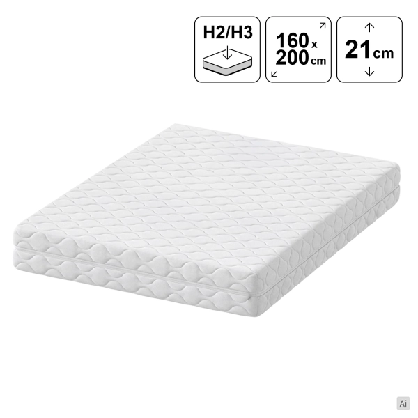 Materac piankowy 160x200 ODENSE profilowany z VISCO 21 cm H2/H3, SOLVORN