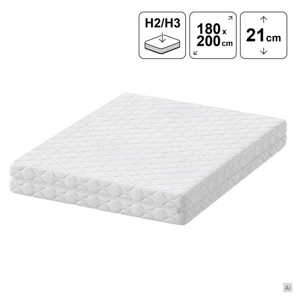 Materac piankowy 180x200 ODENSE profilowany z VISCO 21 cm H2/H3, SOLVORN