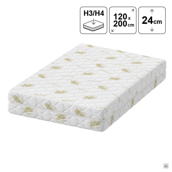 Materac kieszeniowy 120x200 SMALAND masujący z kokosem 24 cm H3/H4, SOLVORN