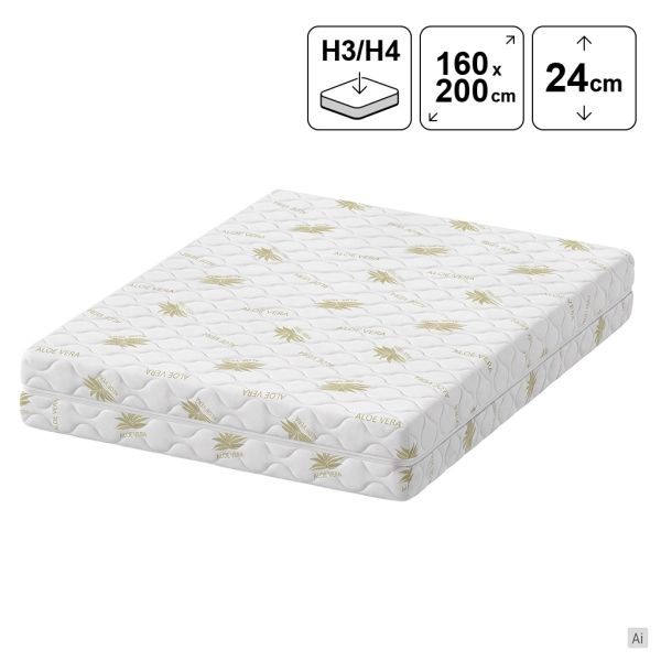 Materac kieszeniowy 160x200 SMALAND masujący z kokosem 24 cm H3/H4, SOLVORN