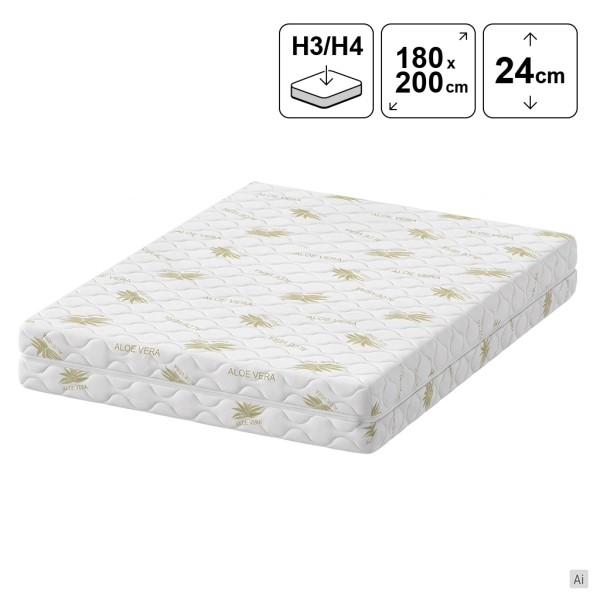 Materac kieszeniowy 180x200 SMALAND masujący z kokosem 24 cm H3/H4, SOLVORN