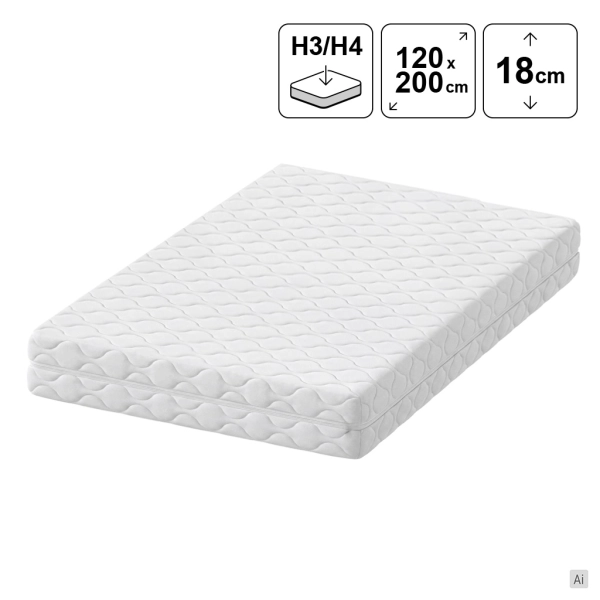 Materac kieszeniowy 120x200 SOREN z kokosem 18 cm H3/H4, SOLVORN