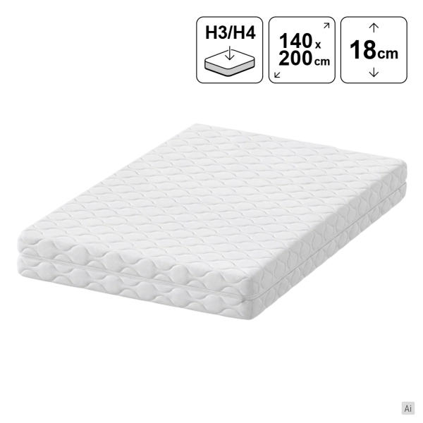 Materac kieszeniowy 140x200 SOREN z kokosem 18 cm H3/H4, SOLVORN
