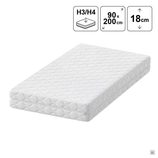 Materac kieszeniowy 90x200 SOREN z kokosem 18 cm H3/H4, SOLVORN