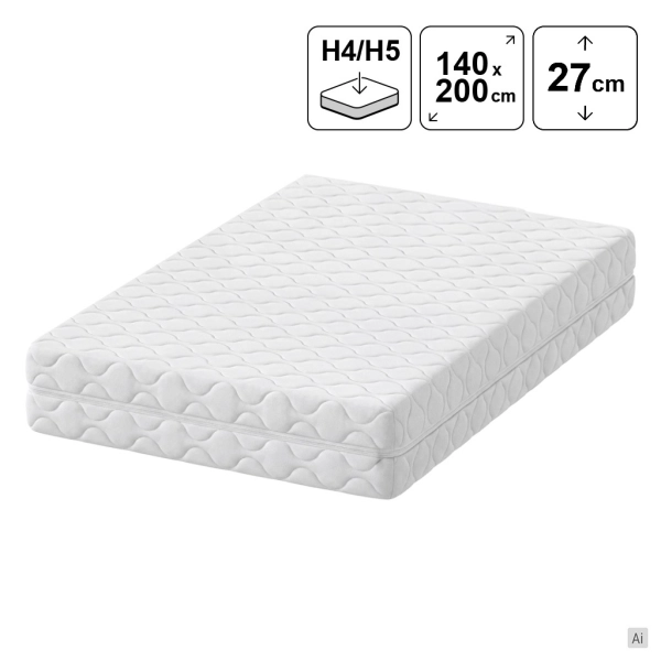 Materac kieszeniowy 140x200 STEN z kokosem 27 cm H4/H5, SOLVORN