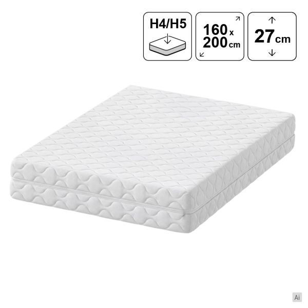 Materac kieszeniowy 160x200 STEN z kokosem 27 cm H4/H5, SOLVORN
