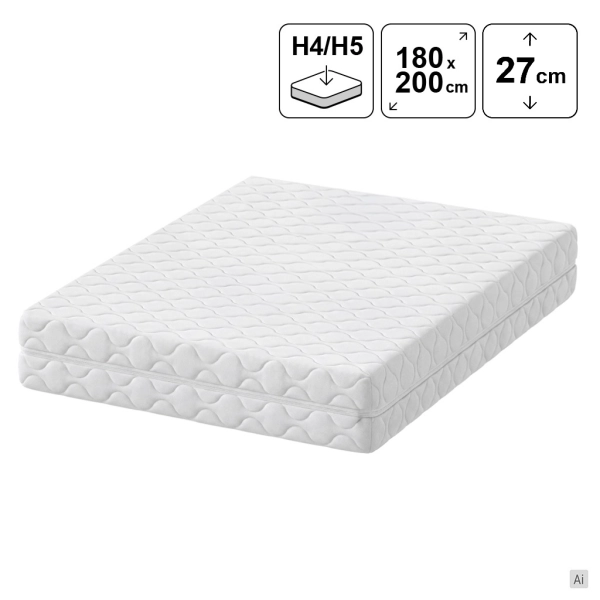 Materac kieszeniowy 180x200 STEN z kokosem 27 cm H4/H5, SOLVORN