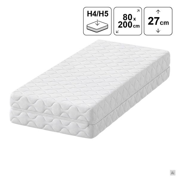 Materac kieszeniowy 80x200 STEN z kokosem 27 cm H4/H5, SOLVORN